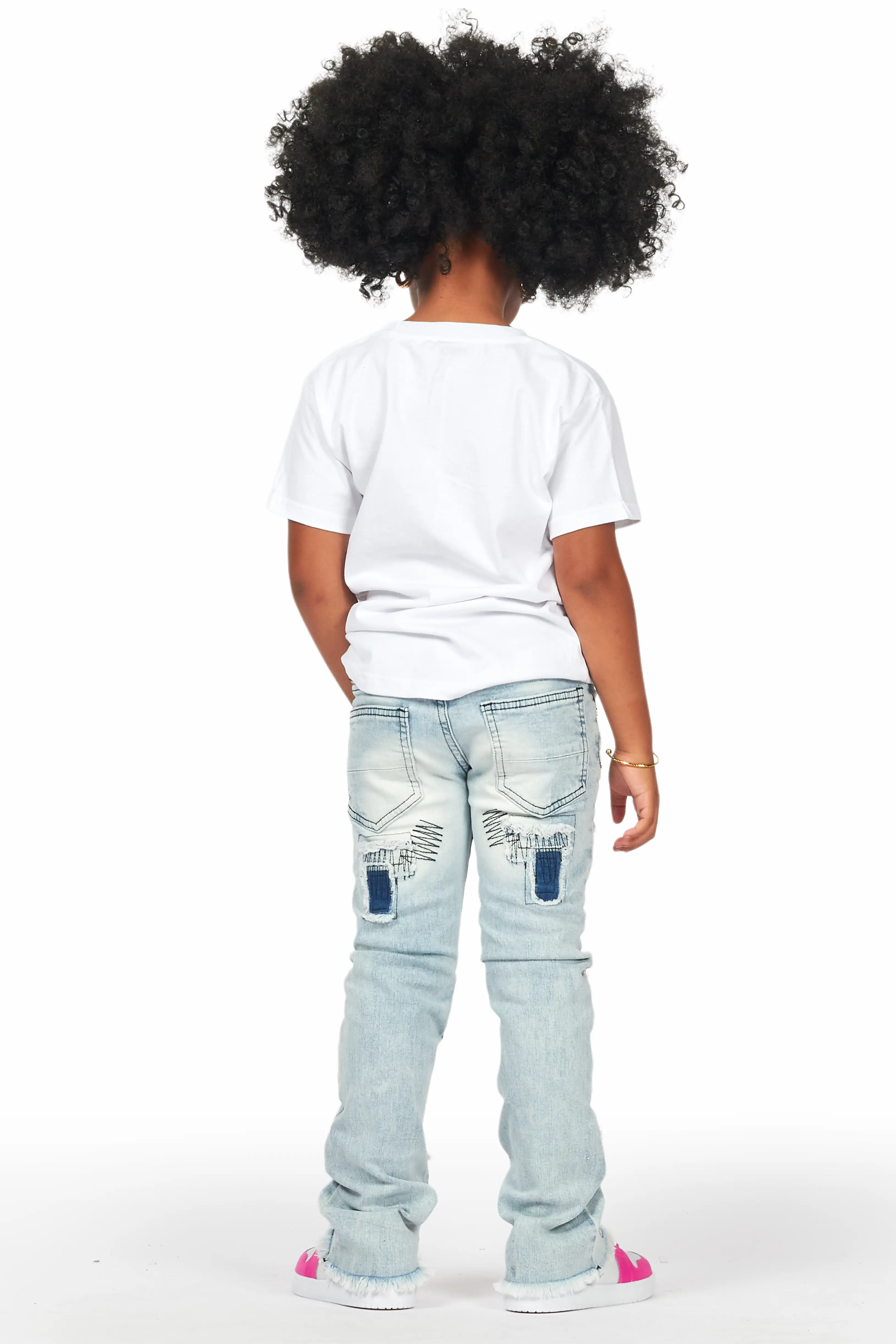 Girls Camie Blue Stacked Flare Jean - Image 5
