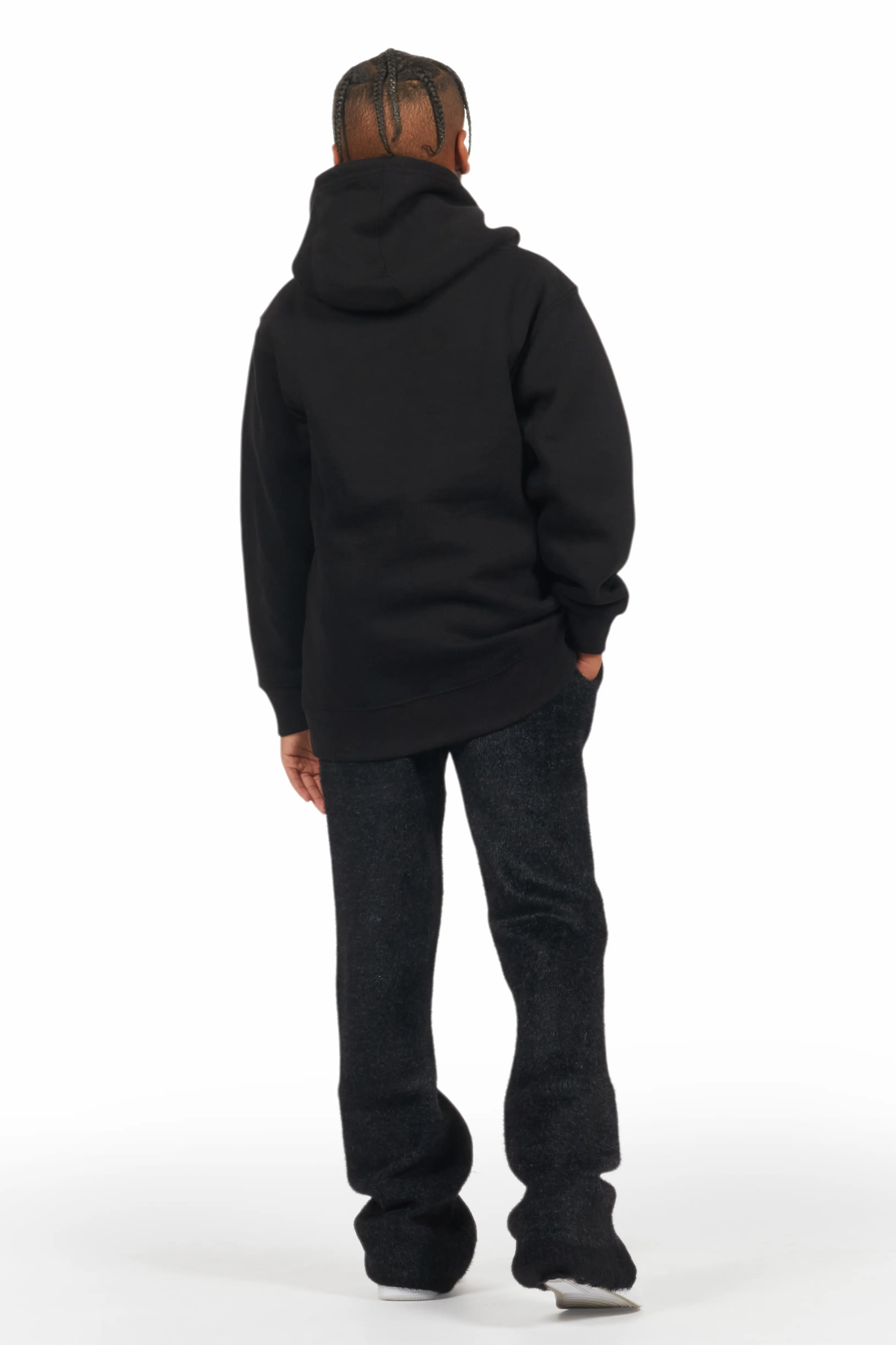 Boys Keve Black Knitted Mohair Flare Sweat Pant - Image 5