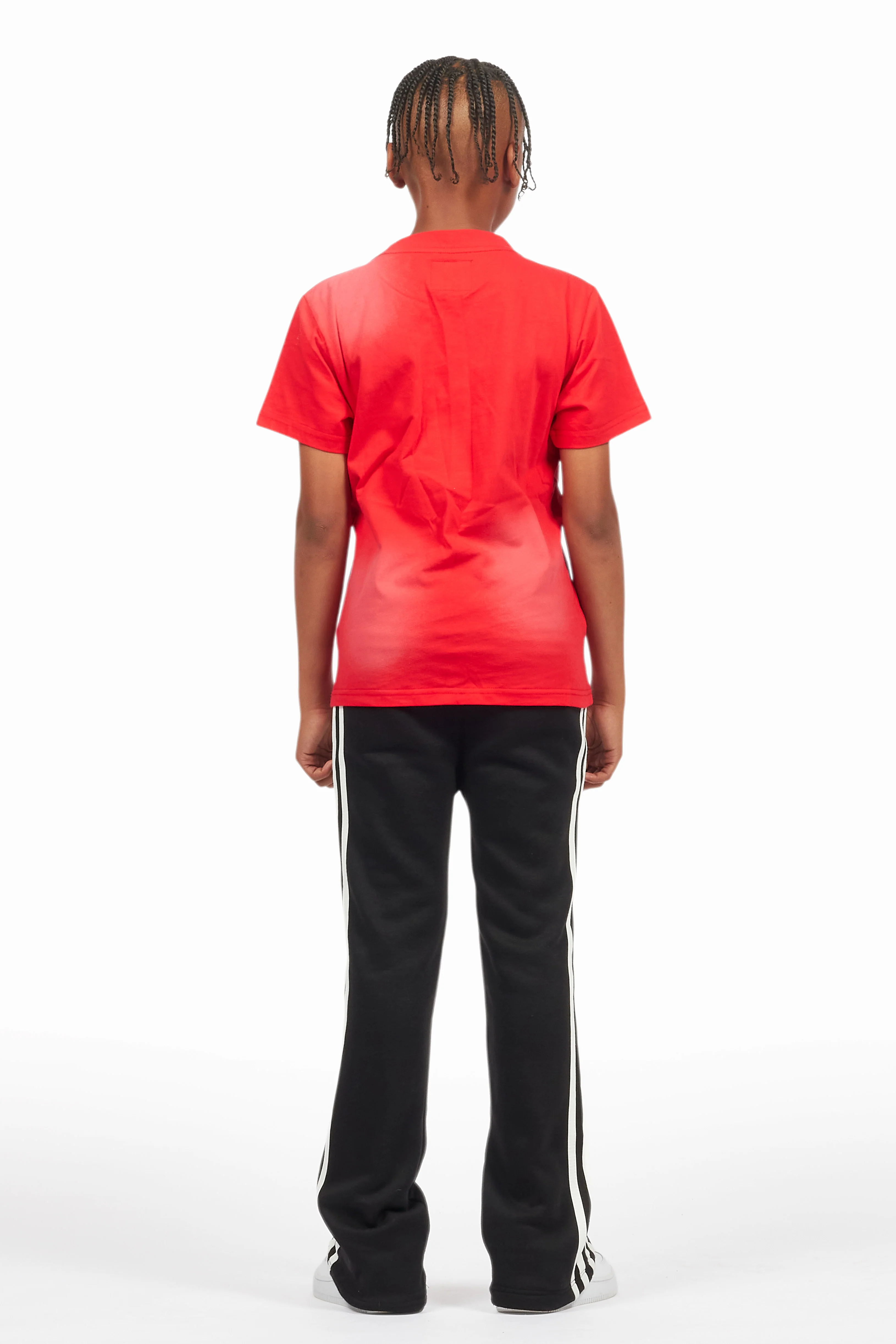 Boys Gerrit Black Stacked Baggy Track Pant - Image 5