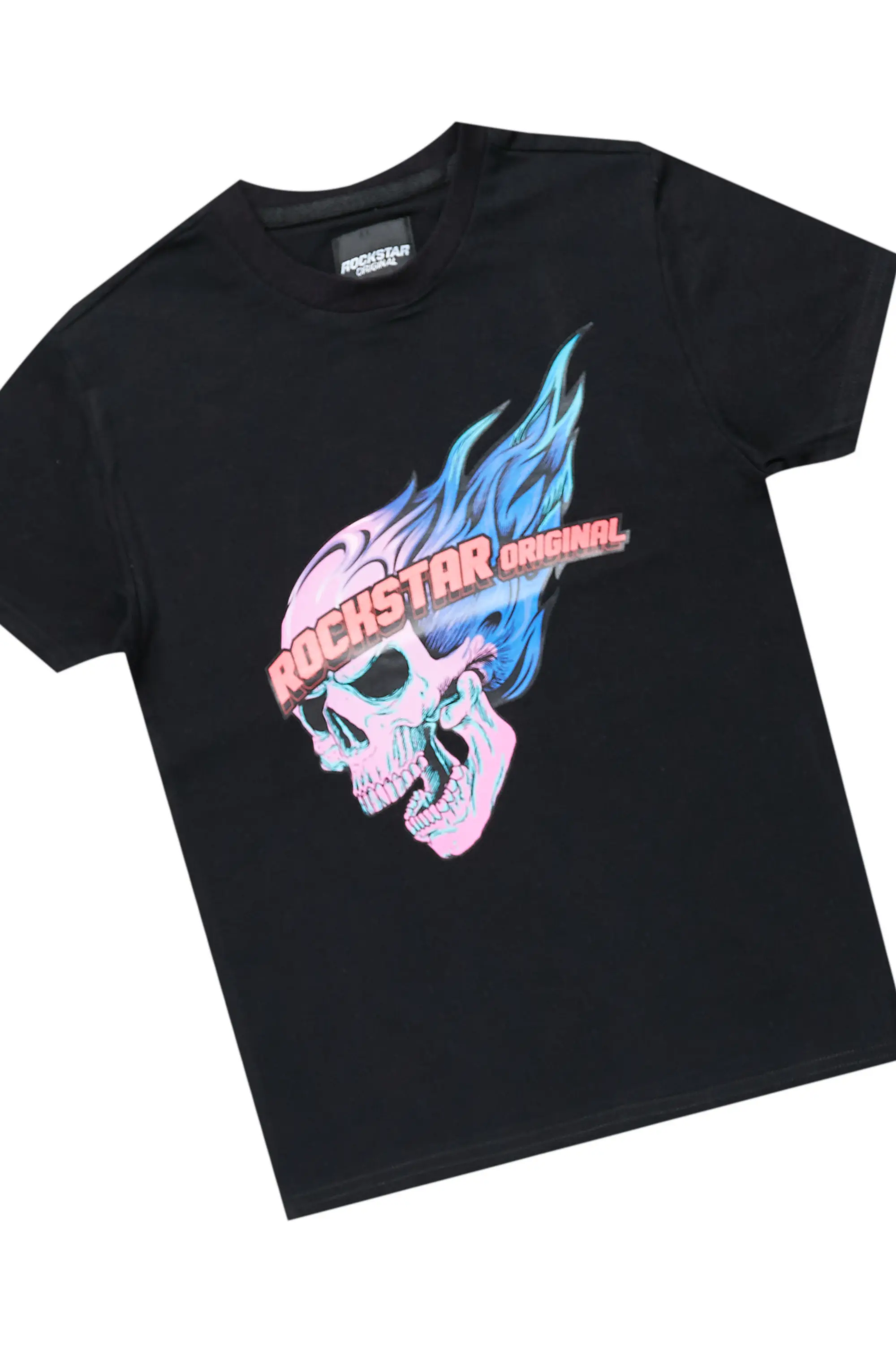 Girls Ava Black T-Shirt/Stacked Flare Jean Set - Image 5