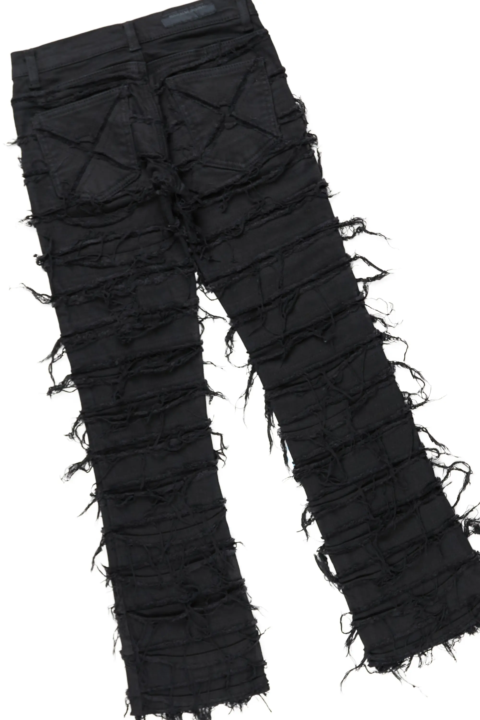 Girls Ava Black T-Shirt/Stacked Flare Jean Set - Image 7
