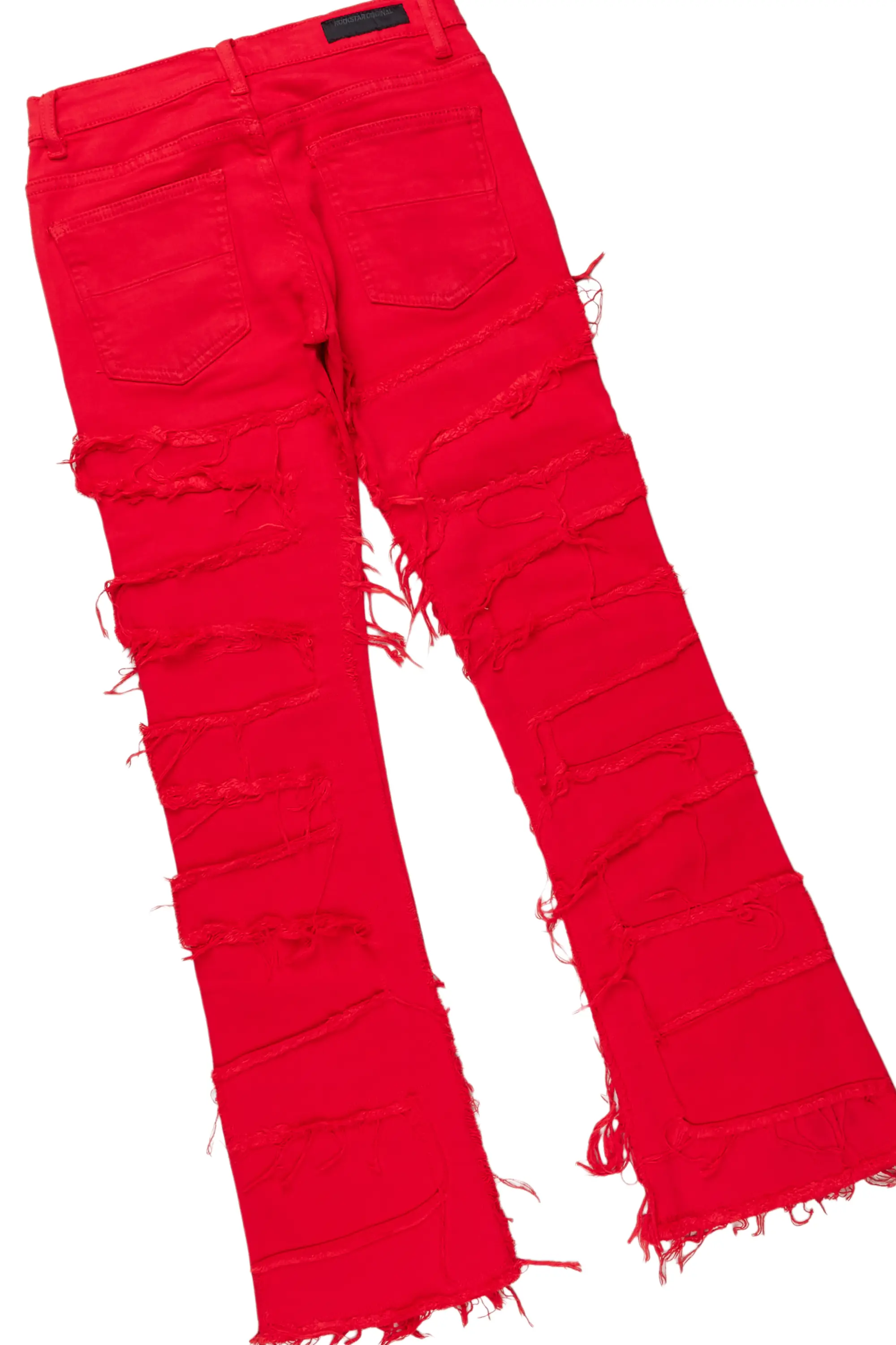 Girls Isabella White/Red T-Shirt/Stacked Flare Jean Set - Image 7