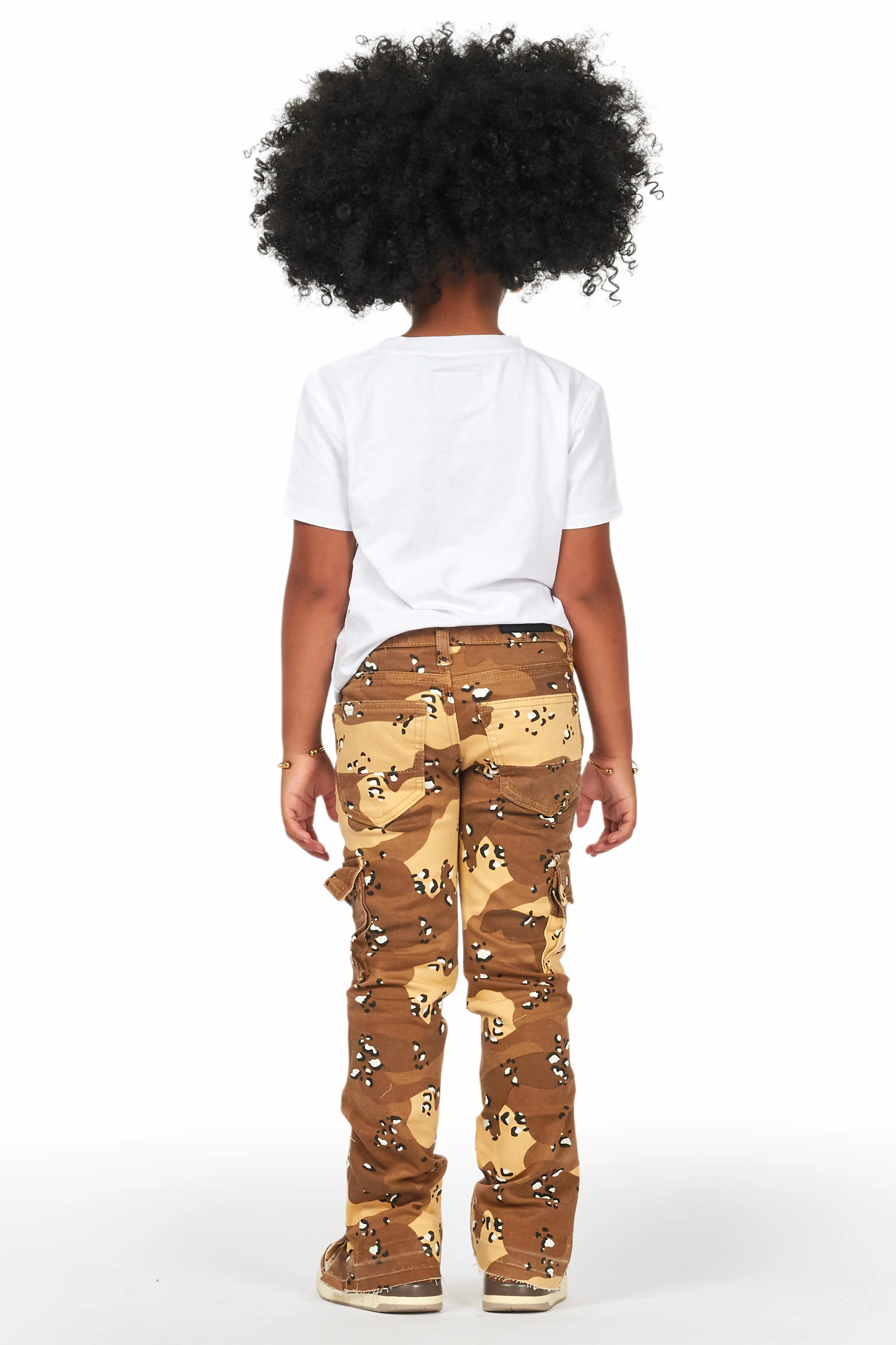 Girls Amiry Desert Camo Stacked Flare Cargo Jean - Image 5