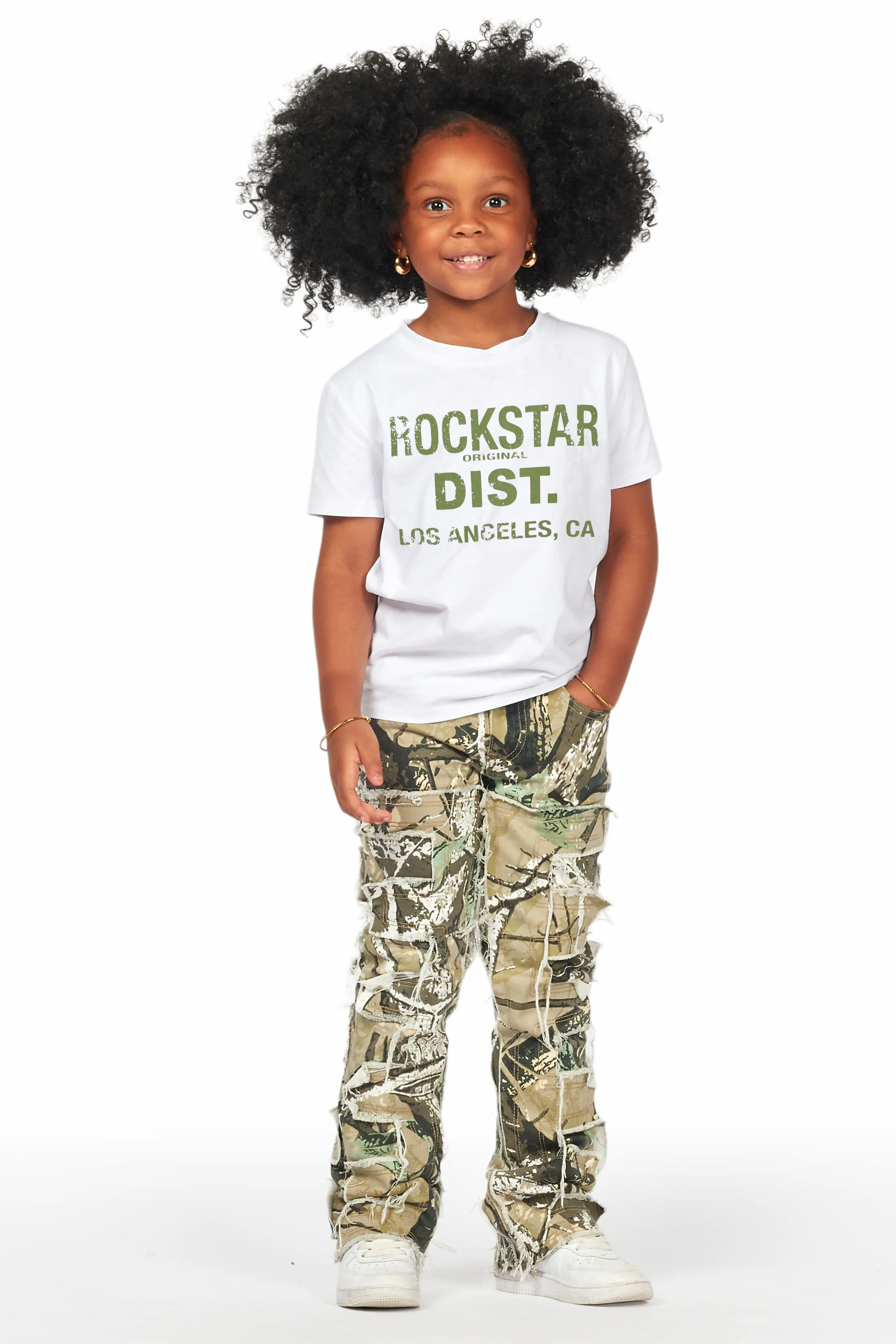 Girls Sammie Tree Camo Stacked Flare Jean - Image 3