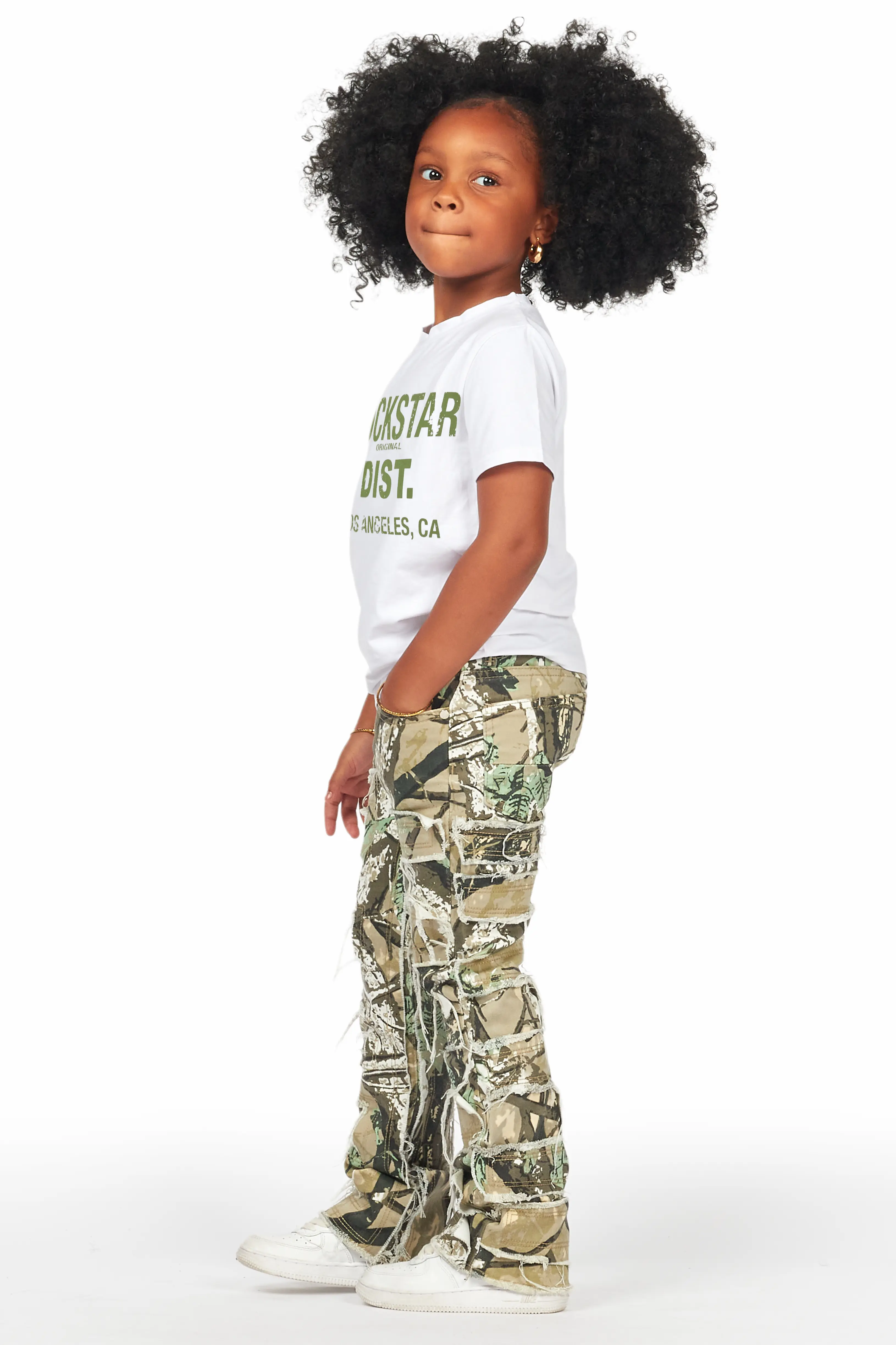 Girls Sammie Tree Camo Stacked Flare Jean - Image 4