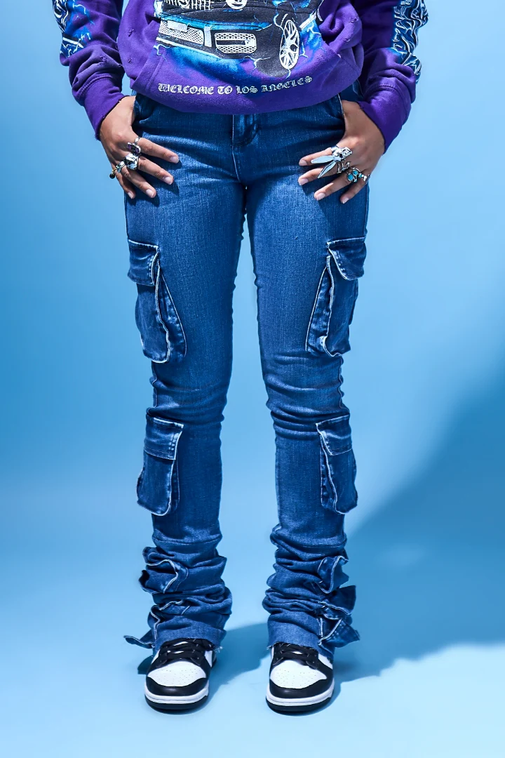 Phoebe Med. Wash Super Stacked Jean - Image 7